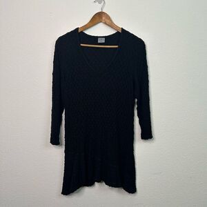 CMC‎ Color Me Cotton Women’s Black Textured Stretch Tunic Minimalist Top Size L